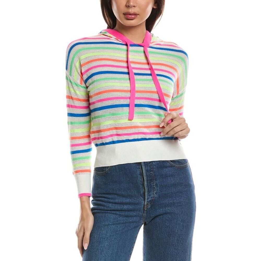 Wispr Womens  Rainbow Stripe Silk-Blend Hoodie